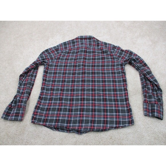 UNTUCKit Shirt Men Large Slim Fit Gray Red Holmberg Plaid Flannel Button Up * - Picture 7 of 11